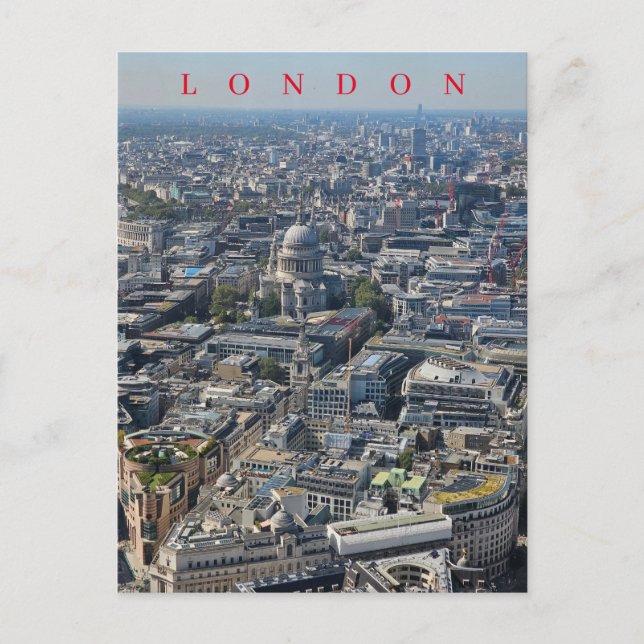 Cartão Postal Cartaz de vista aérea da Catedral de Londres. (Frente)