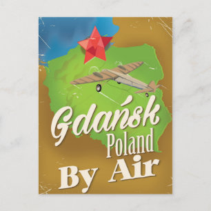 Cartão Postal Cartaz de voo antigo de Gdańsk Polônia