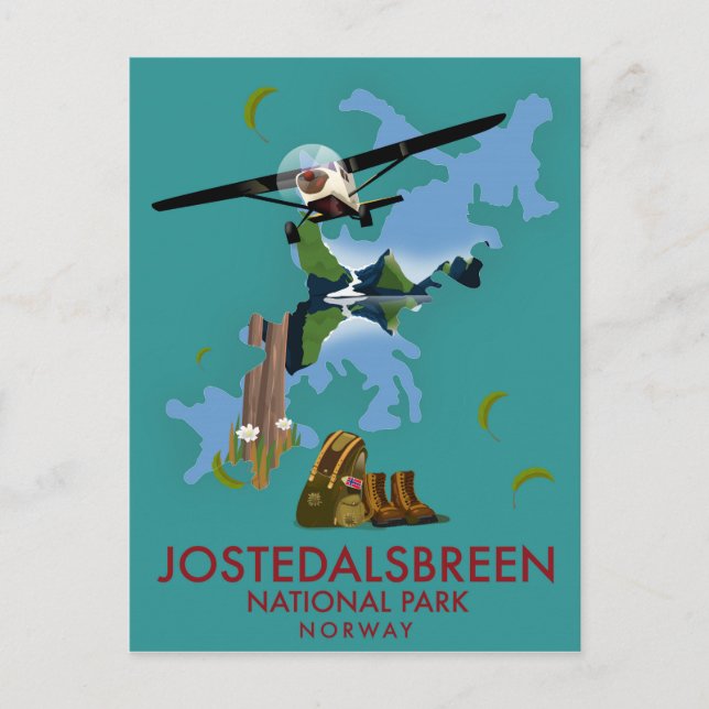 Cartão Postal Cartaz de voo do Parque Nacional Jostedalsbreen (Frente)