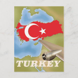 Cartão Postal Cartaz de voo vintage da Turquia