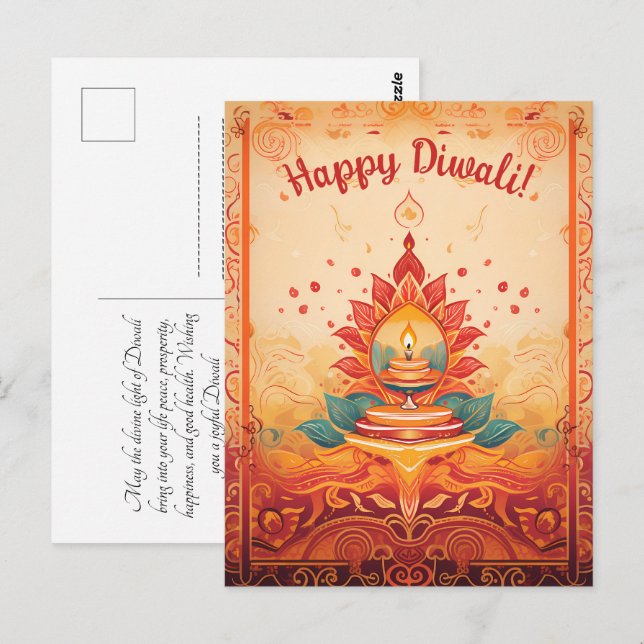 Cartão Postal Cartaz Diya Labo Diwali (Frente/Verso)