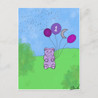 Cartão Postal Cartaz do 1º Ursinho de Borracha