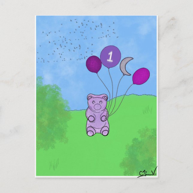 Cartão Postal Cartaz do 1º Ursinho de Borracha (Frente)