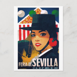 Cartão Postal Cartaz do Abril Fair de Sevilha 1969 Espanha