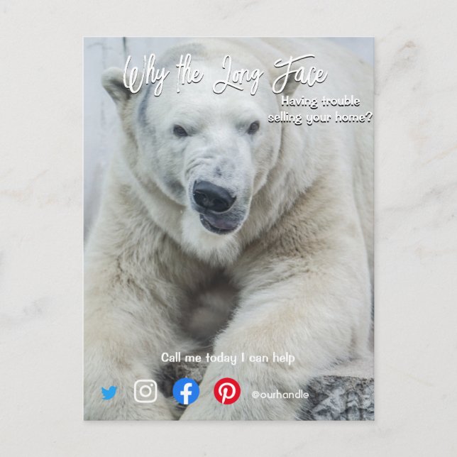 Cartão Postal Cartaz do Cartaz Imobiliário Engraçado Cartaz Bran (Frente)