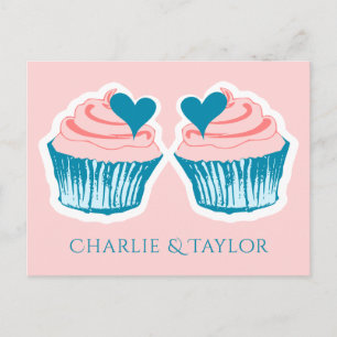 Cartão Postal Cartaz do casal de nomes personalizados do Cupcake
