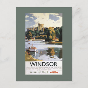 Cartão Postal Cartaz do Castelo de Windsor no Tâmisa da British 