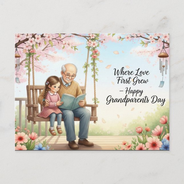 Cartão Postal Cartaz do dia dos avós felizes (Frente)