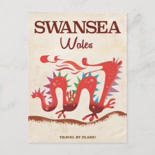 Cartão Postal cartaz do dragão de Swansea País de Gales