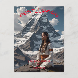 Cartão Postal Cartaz do Earring Festivo Monte Kailash meditador