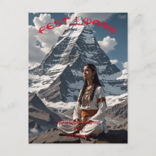 Cartão Postal Cartaz do Earring Festivo Monte Kailash meditador