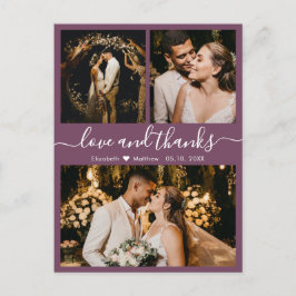 Cartão Postal Cartaz do Elegante Mauve Casamento Obrigado