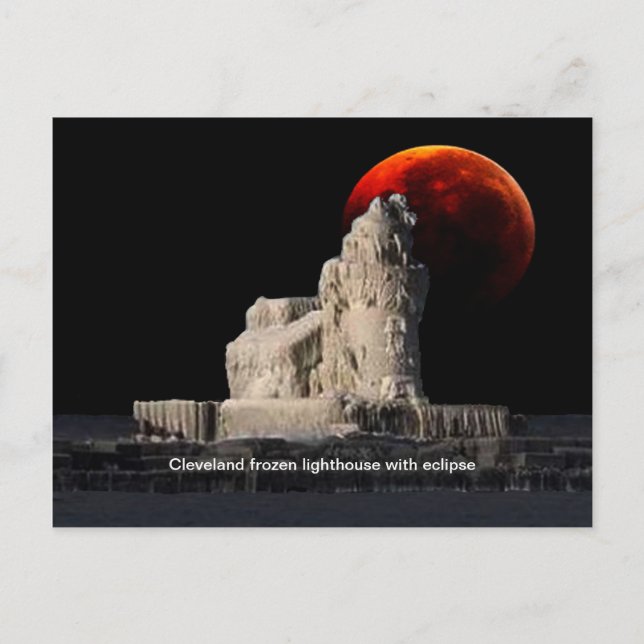 Cartão Postal Cartaz do farol congelado Cleveland (Frente)