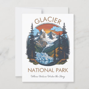 Cartão Postal Cartaz do Glaciar National Park Vintage Sunset