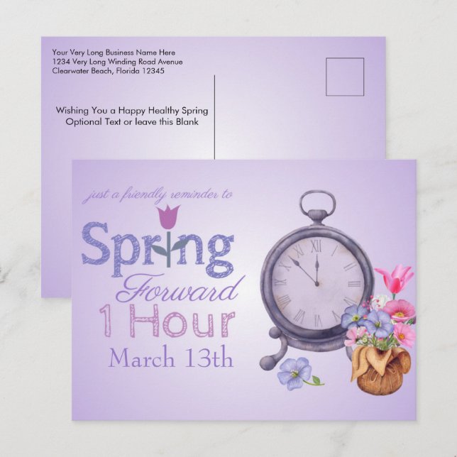 Cartão Postal Cartaz do lembrete de mudança de horário de verão  (Frente/Verso)