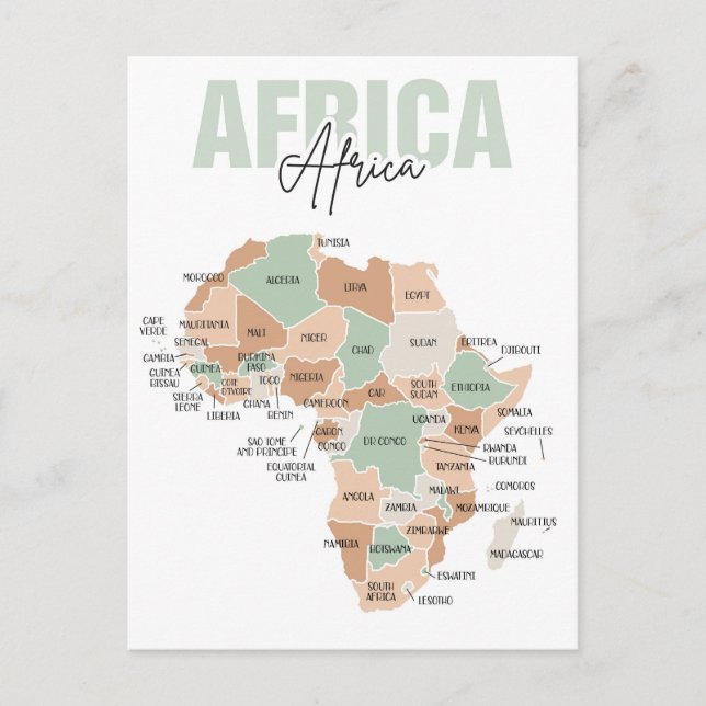 Cartão Postal Cartaz do mapa africano (Frente)