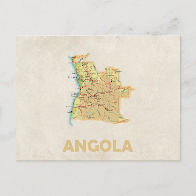 Cartão Postal Cartaz do mapa Angola (Frente)