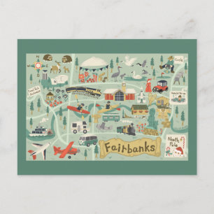 Cartão Postal Cartaz do mapa de bancos de fairbanks