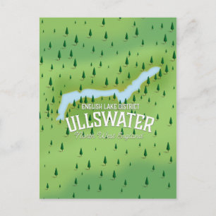 Cartão Postal cartaz do mapa de viagem do lago Ullswater distrit