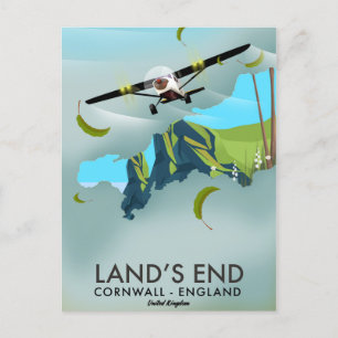 Cartão Postal Cartaz do mapa de viagem para Land's End Cornwall