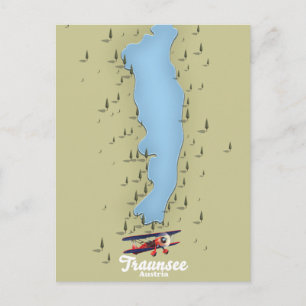 Cartão Postal Cartaz do mapa do lago austríaco Traunsee
