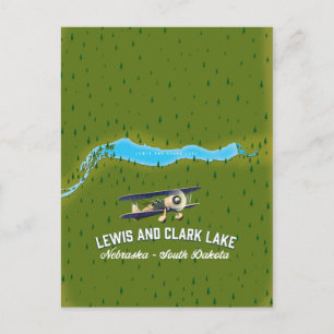 Cartão Postal cartaz do mapa do lago lewis e clark.