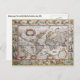 Cartão Postal Cartaz do Mapa Mundial Antiquado (Frente/Verso)