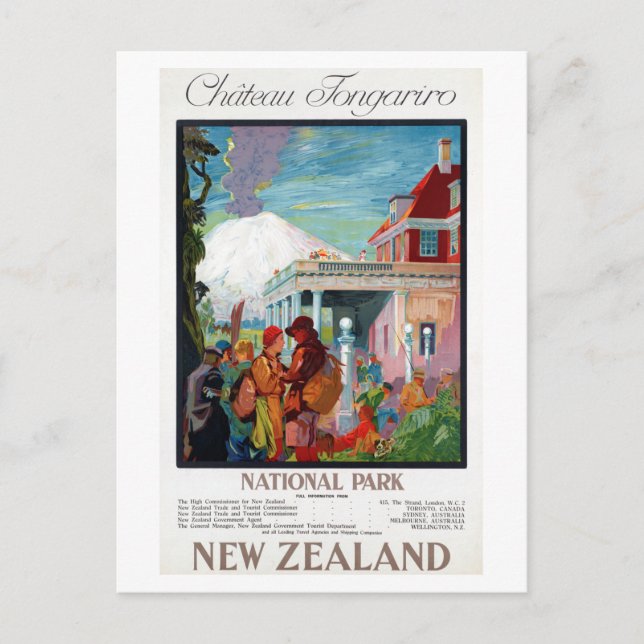 Cartão Postal Cartaz do Parque Nacional Chateau Tongariro Nova Z (Frente)