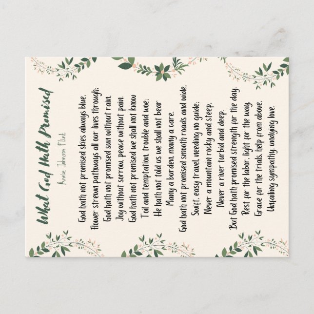 Cartão Postal Cartaz do que Deus Hath prometeu (Frente)