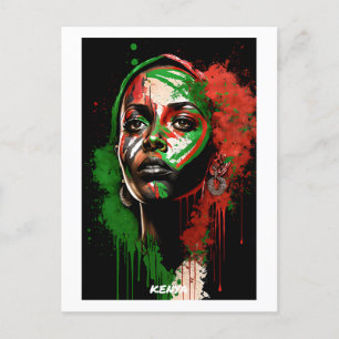 Cartão Postal Cartaz do Quênia - Retrato Artístico - Mundo das M
