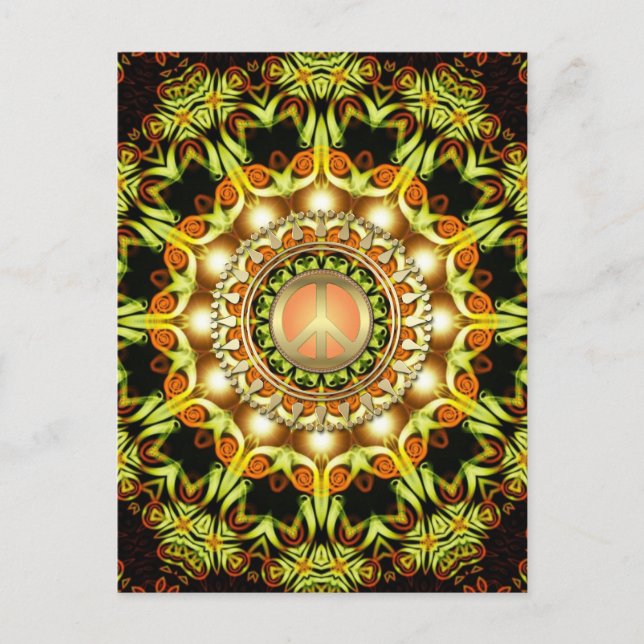 Cartão Postal Cartaz do Símbolo de Paz de Energia da Natureza (Frente)