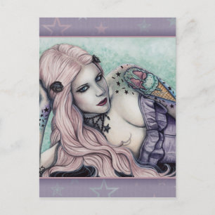 Cartão Postal Cartaz do sorvete bublegoth Tatuagem Garota pastel