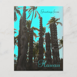 Cartão Postal Cartaz do tema azul-teal tiki saudação