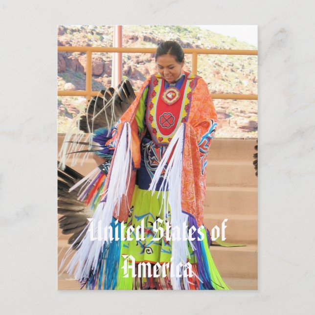 Cartão Postal Cartaz do vestido indiano norte-americano (Frente)