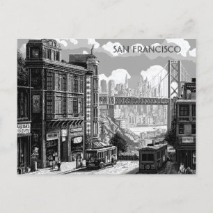 Cartão Postal Cartaz do Viagem preto e branco de São Francisco