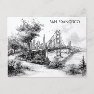 Cartão Postal Cartaz do Viagem preto e branco de São Francisco