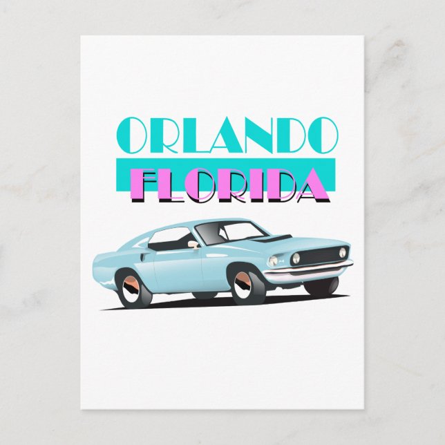 Cartão Postal Cartaz dos anos 80 de Orlando Flórida (Frente)