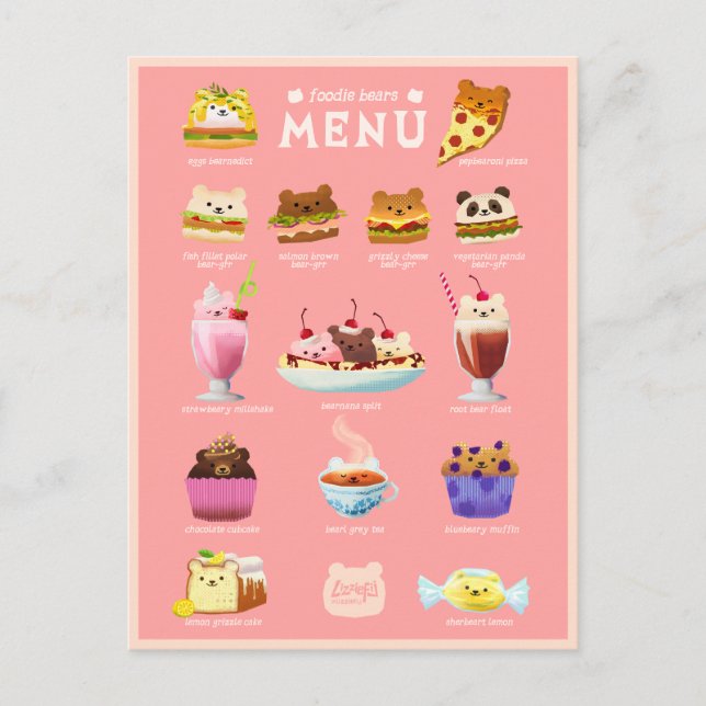 Cartão Postal Cartaz dos ursos de galinha (Frente)