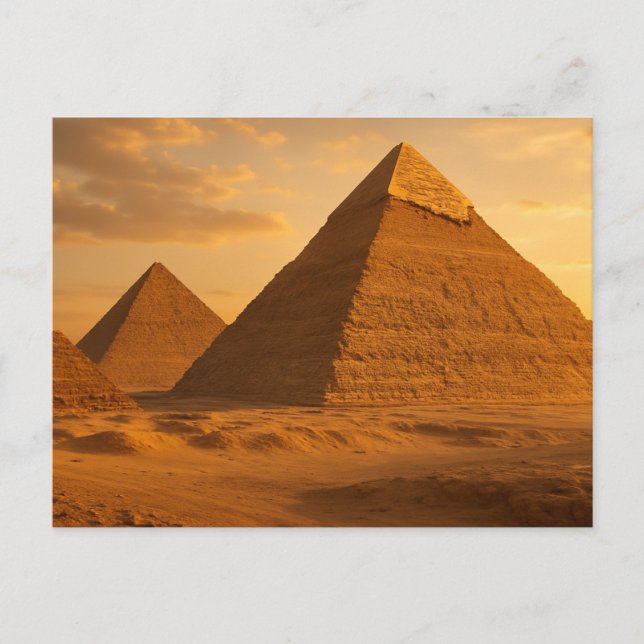 Cartão Postal Cartaz Egípcio do Ouro das Pirâmides de Giza Antig (Frente)