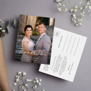 Cartão Postal Cartaz Elegante De Casamento Foto Obrigado