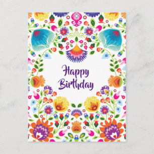 Cartão Postal Cartaz folclore personalizável de aniversário feli