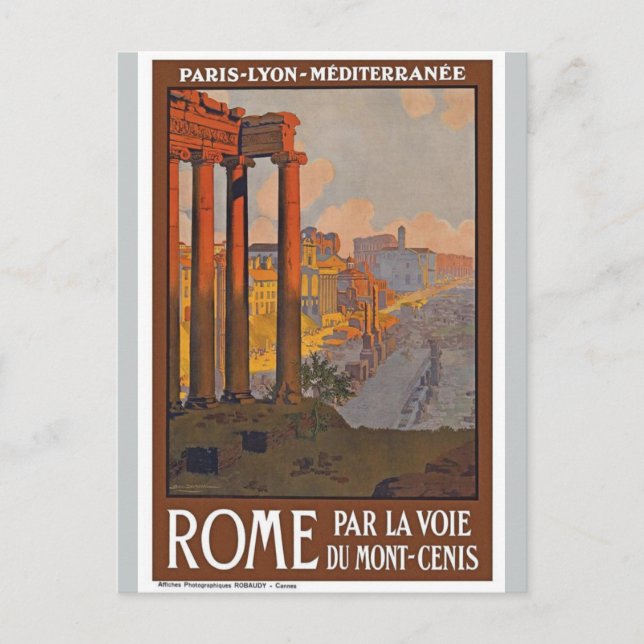 Cartão Postal Cartaz francês Viagem da Roma Antiga (Frente)