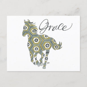 Cartão Postal Cartaz Geométrico Grace Horse de Sherry Jarvis