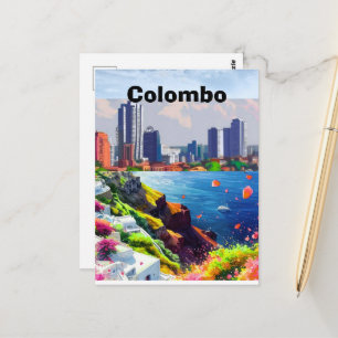 Cartão Postal Cartaz Imprimível de Viagem Colombo - Viagem Sri L
