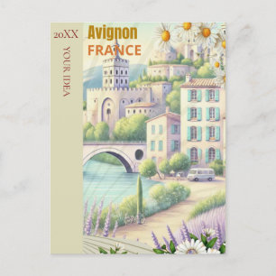 Cartão Postal Cartaz Imprimível de Viagem para Avinhão - FranceT