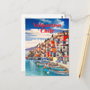 Cartão Postal Cartaz Imprimível de Viagem Valparaíso - Cartaz de