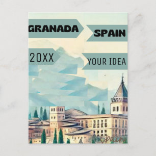 Cartão Postal Cartaz Imprimível Viagem Granada - Pos Viagem Espa