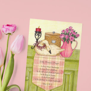 Cartão Postal Cartaz Inspiracional de Oração da Mulher Godly