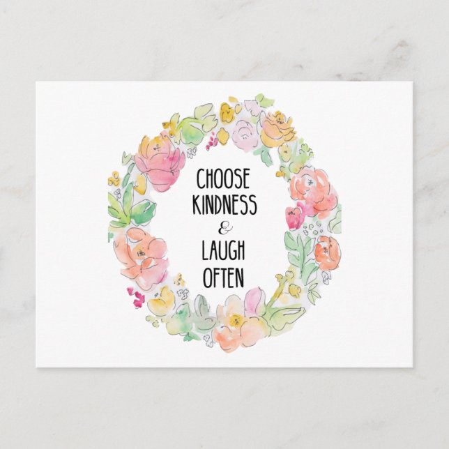 Cartão Postal Cartaz Inspiradora para Bondade e Risos (Frente)