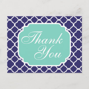 Cartão Postal Cartaz - Marinho Teal Quatrefoil